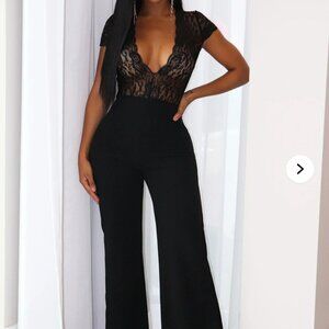 Black lace top jumpsuit